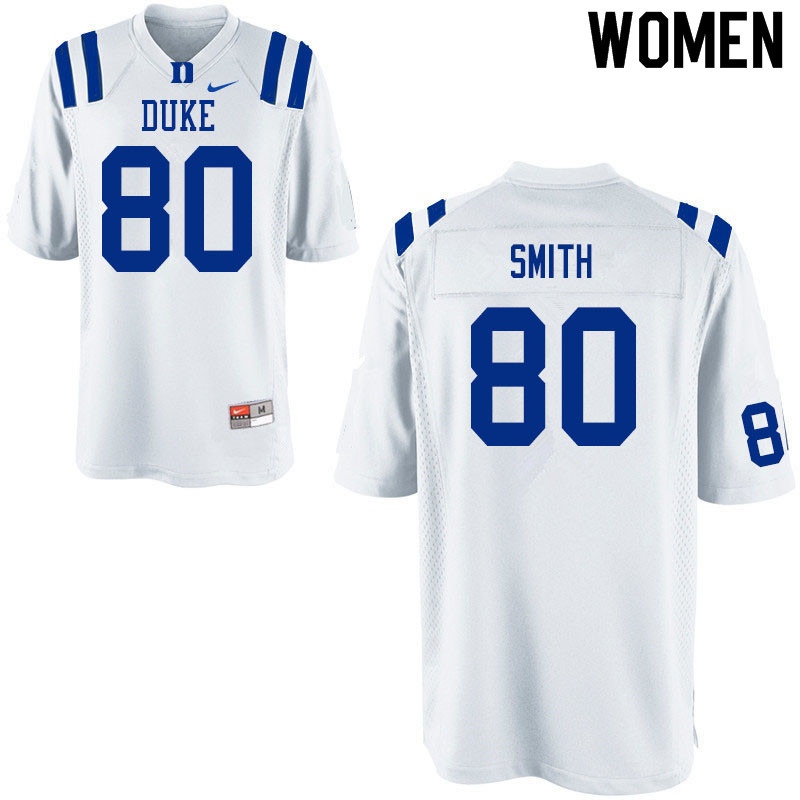 Women #80 Matt Smith Duke White Devils College Football Jerseys Sale-White